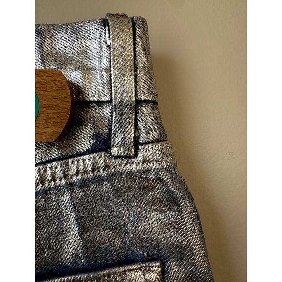 $398 Veronica Beard Daniela Straight Leg Ankle High Rise Metallic Jeans Sz 25 - Picture 8 of 15